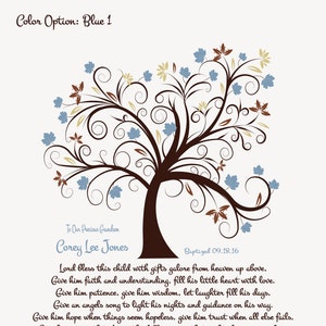 Baptism Gift for Him-Boy Christening Gift-Dedication Print-Godson-Grandson-Son-Nephew-Personalized Prayer-Lord Bless This Child Poetry Print