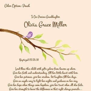 Baptism Gift for Granddaughter-Baptism Print for Her-Goddaughter-Daughter-Niece-Dedication Gift-Christening Print-Lord Bless This Child Poem