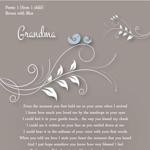 Grandma Gifts from Baby-Grandma Gifts from Grandkids- To Grandma from Granddaughter-To Grandma from Grandson-New Grandma Gift-Choice of Poem
