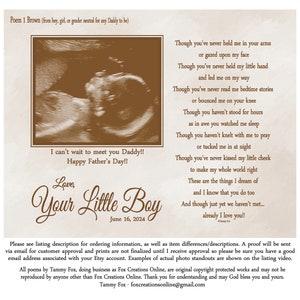Expectant Daddy Father's Day Gift- Gift From Unborn Baby-Daddy To Be Gifts-First Time Daddy Gifts-Personalized Sonogram Print-Choice of Poem