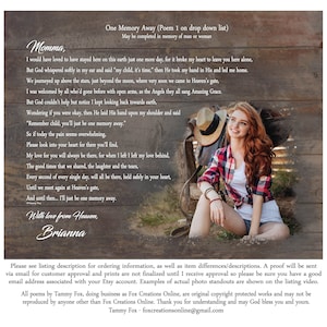 Christmas Letter from Heaven, Personalized Memorial Print with Picture, In Loving Memory, Loss of Loved One, Bereavement, Choice of Poem