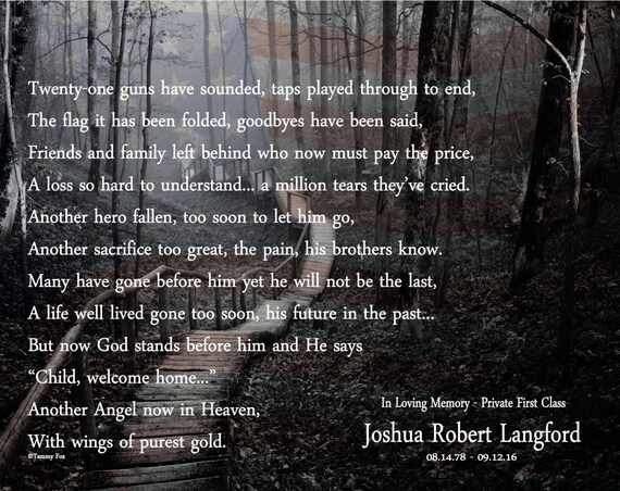 Soldier Memorial Print-Soldier Remembrance Poem-Fallen Soldier | Etsy