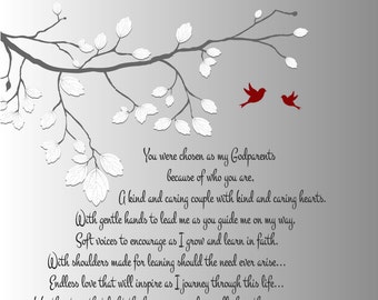 Godparents Gift-Godmother Gift-Godfather Gift-Godmother Poem-Godfather Print-Baptism Gift for Godparent-Thank You Gift-You Were Chosen Poem