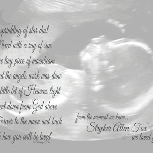 Sonogram Poem Keepsake Poetry Print Forever to the Moon and Back