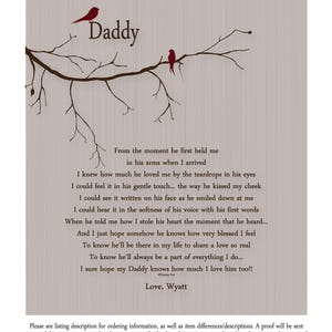 Fathers Day Gifts from Child, Personalized New Daddy Print, Gift for Son, Father Daughter, Daddy Son, Choice of Poem imagen 4