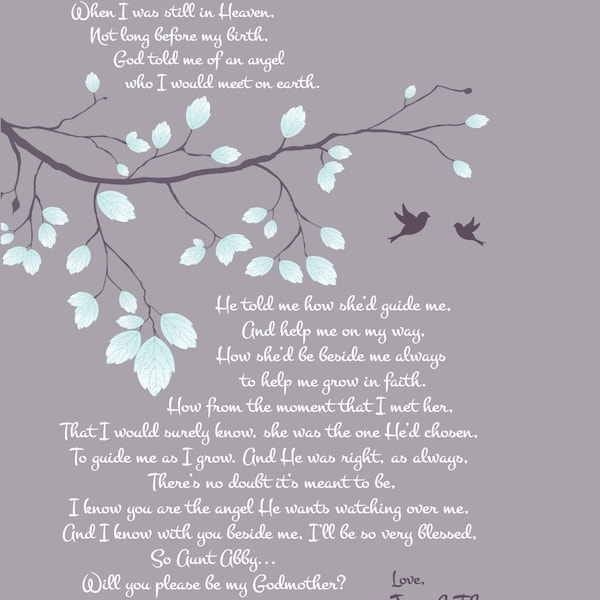 Will You Be My Godmother Poem-Will You Be My Godfather Print-Will You Be My Godparent Gift-Asking Godparents-When I Was Still in Heaven Poem