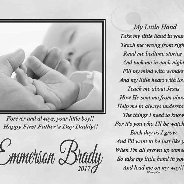 Daddy's First Father's Day Gift My Little Hand Personalized Poetry Print-Gift To Daddy From Baby-Custom Photo Print-My Little Hand Poem