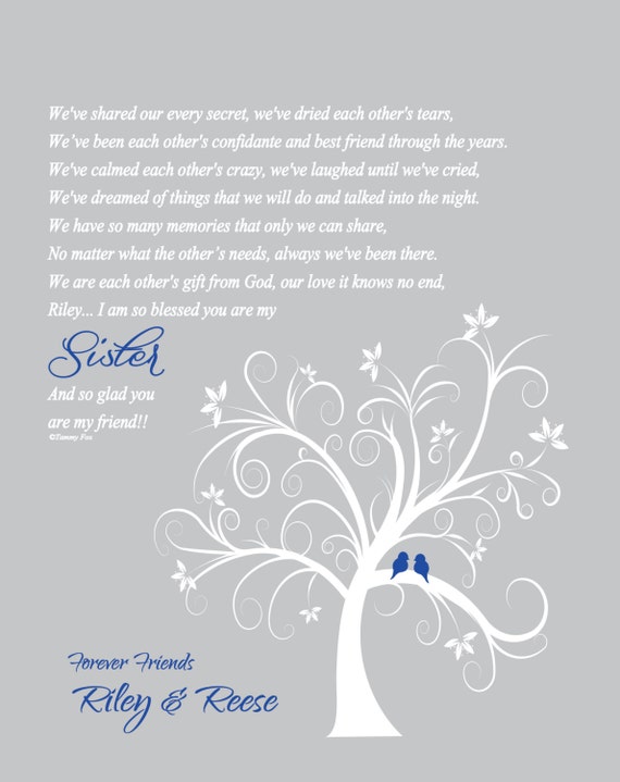 Sister Poem Sisters Print Sister Birthday Gift Sister Wedding Etsy