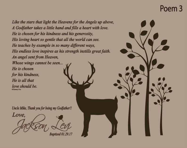 Personalized Godfather Print-Godfather Gift-Godfather Thank You Poem-Gifts for Godfathers-Baptism Gift for Godfather-Choice of Poem