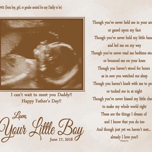 Expectant Daddy Father's Day Gift- Gift From Unborn Baby-Daddy To Be Gifts-First Time Daddy Gifts-Personalized Sonogram Print-Choice of Poem