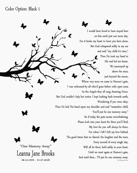 Memorial Print Remembrance Gift Memorial Poem Loss Of Loved Etsy