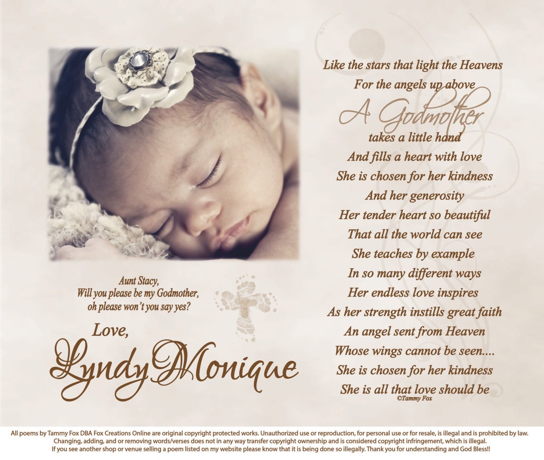 Will You Be My Godmother Godfather Personalized Poetry Print Like the