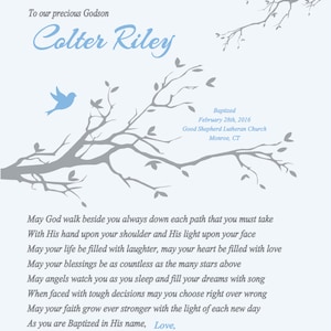 Baptism Gift for Boy-Godson Grandson Son Nephew Baptism Christening Dedication Gift-May God Walk Beside You Personalized Poetry Print