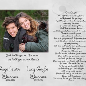 Loss of Son-In Loving Memory-Loss of Daughter-Memorial Print-Wife in Heaven-Husband in Heaven-Sympathy Gift-In Memory Of-Our Angel Poem image 3