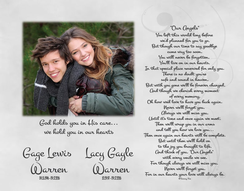 Loss of Son-In Loving Memory-Loss of Daughter-Memorial Print-Wife in Heaven-Husband in Heaven-Sympathy Gift-In Memory Of-Our Angel Poem image 3