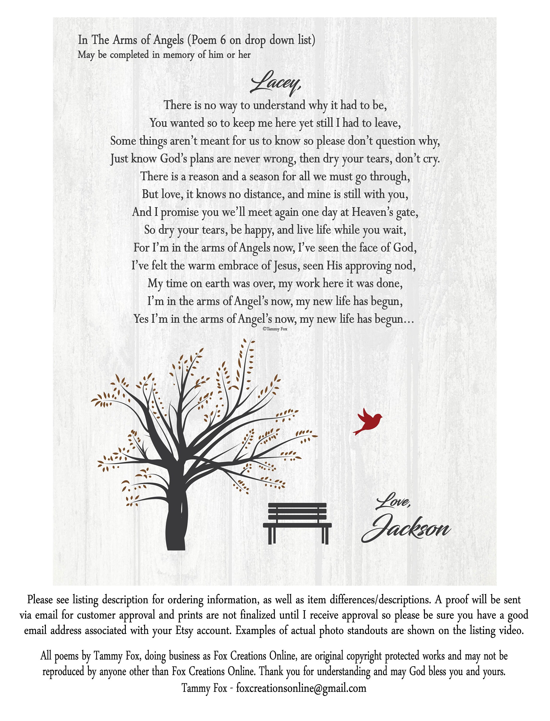 Personalized Memorial Poem Print: Letter From Heaven, Sympathy