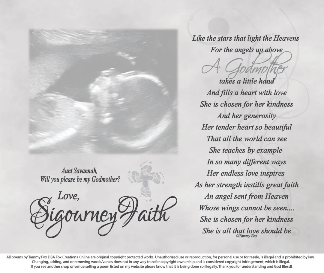 Will You Be My Godmother Godfather Personalized Poetry Print Like the