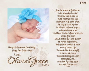 First Father's Day Gift for New Daddy from Baby with Baby's Footprints Personalized Poetry Print From the Moment He First Held Me