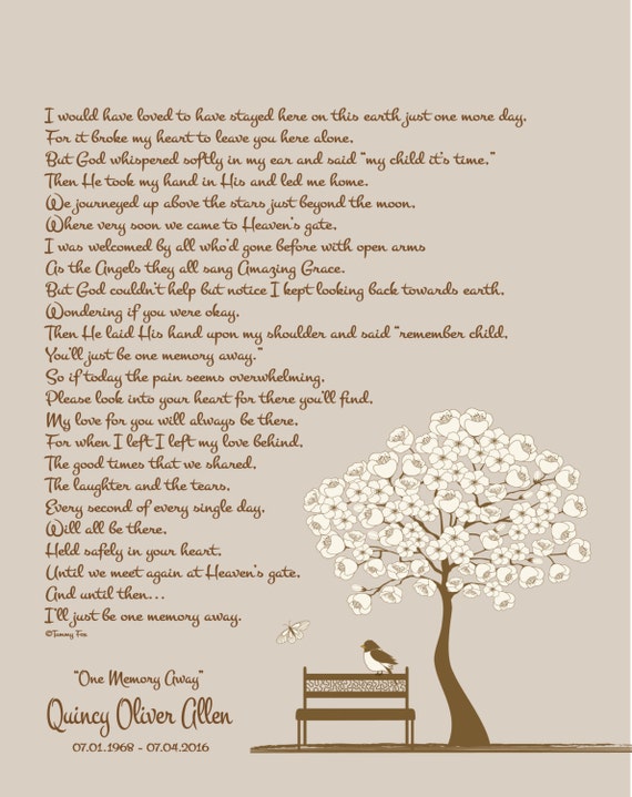 Memorial Gift Remembrance Poem Memorial Print Loss Of Loved Etsy