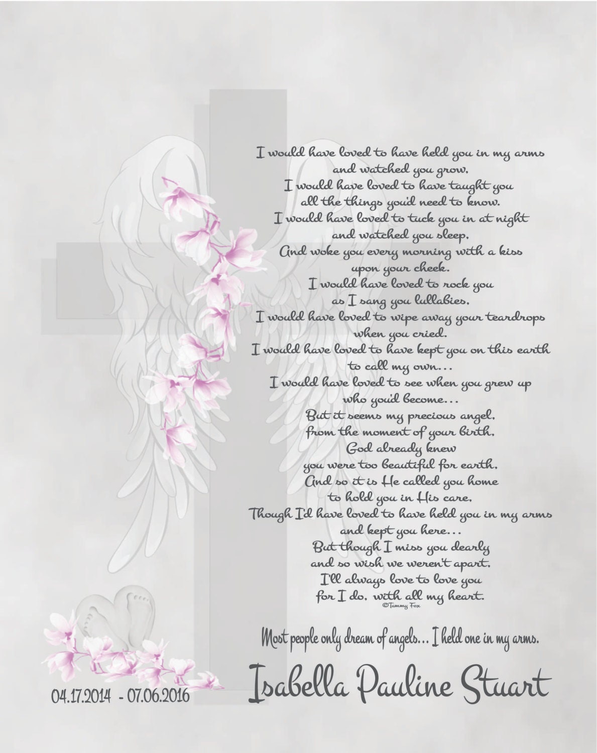 Infant Loss Memorial Print: Sympathy Gift, Daughter/son in Heaven - Etsy, image size:1189x1500