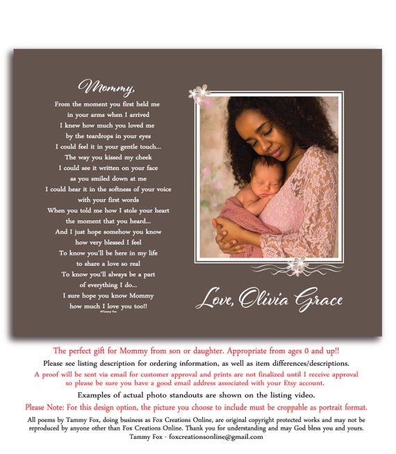 Personalized Mother's Day Photo Poem Print: Gift From Baby