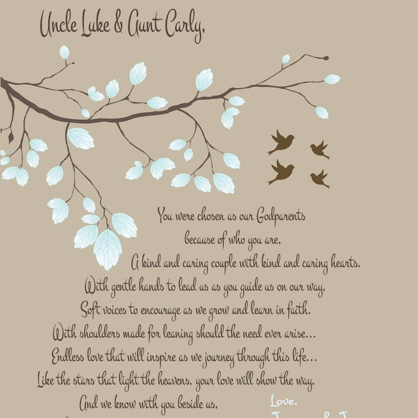 Godparents Gift from Twins-Godmother Gift from Twins-Godfather Gift Twins-Godparent Print-Baptism Gift for Godmother-You Were Chosen Poem