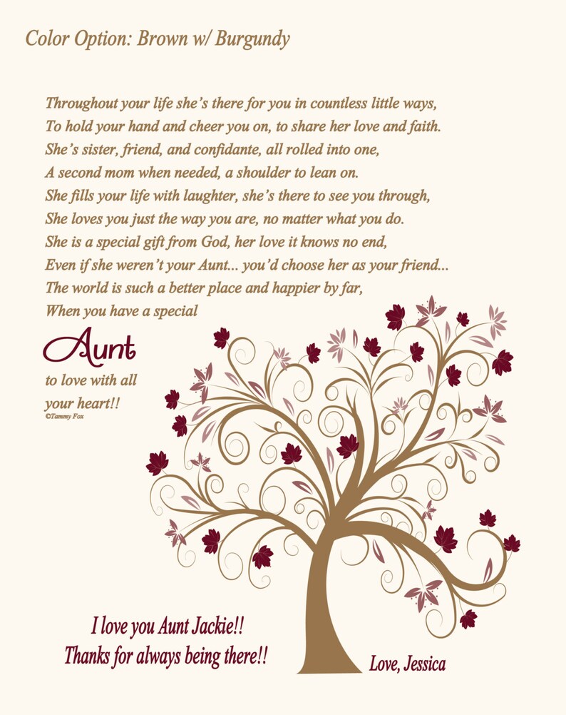 Gifts for Aunts-Aunt Birthday Gift-Thank You Gift for Aunt-Aunt Poem-Aunt Wedding Print-Personalized Print-Throughout Your Life Poem