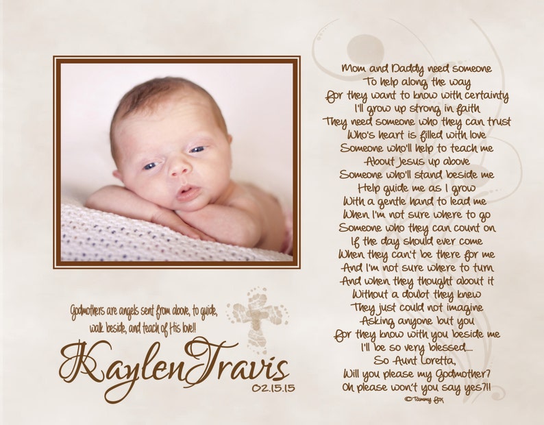 Will You Be My Godmother Godfather Godparents Personalized Poetry Print Poem Mom and Daddy Need Someone image 2
