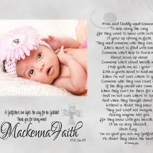 Godmother Godfather Godparents Thank You Gift Personalized Poetry Print Mom and Daddy Need Someone