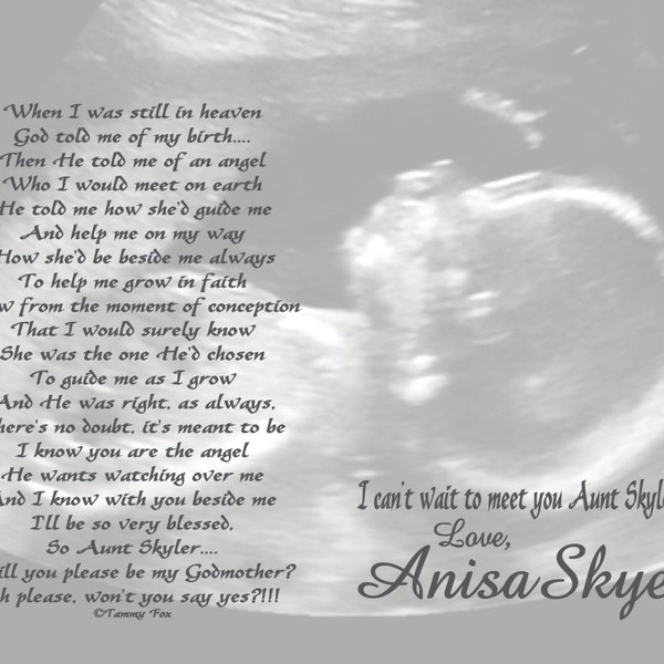 Will You Be My Godmother/Godfather/Godparents Poem from Unborn Baby Personalized 8x10/11x14 Poetry Print