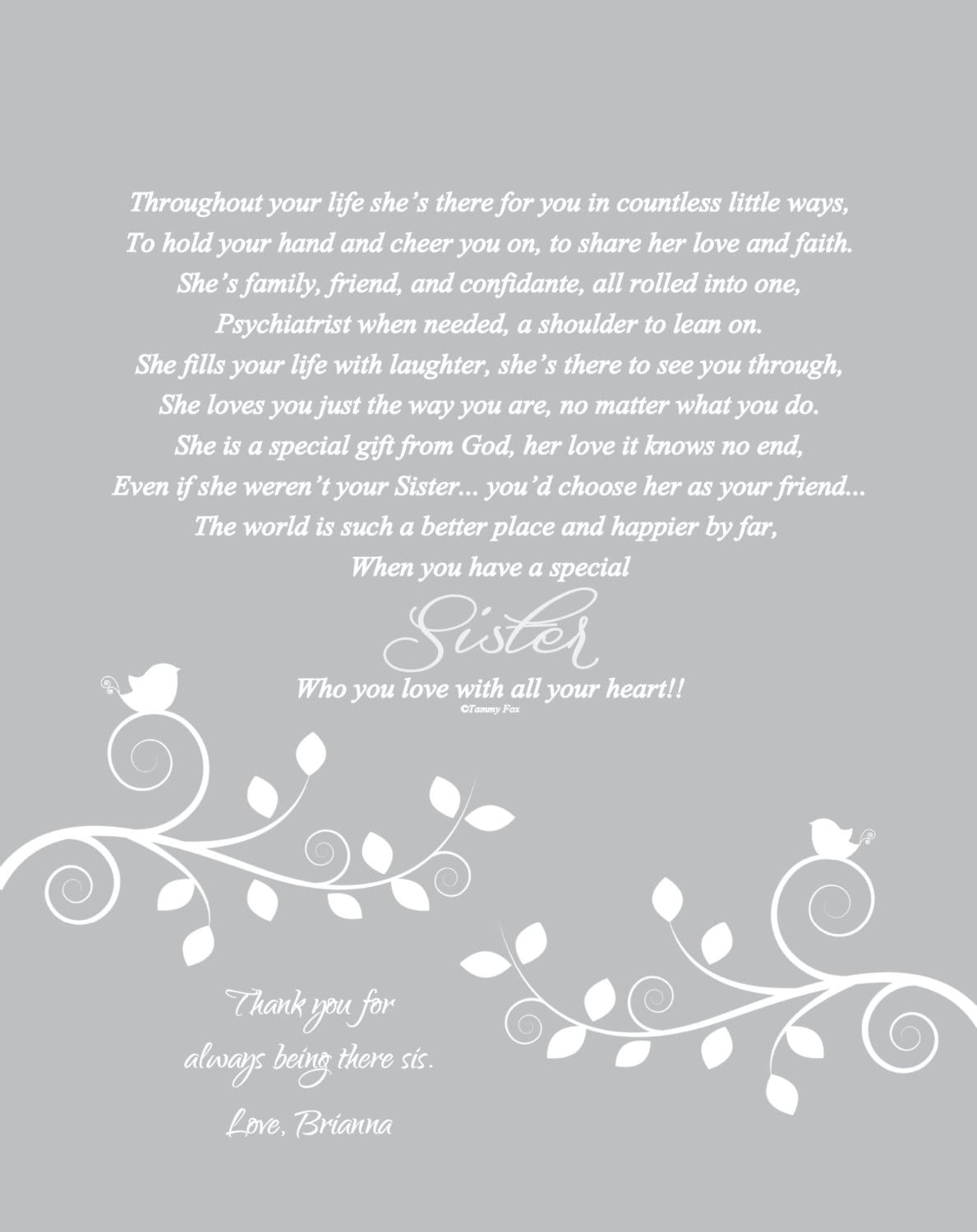 Buy Maid of Honor Poem Bridesmaid Thank You Sisters Print Online ...