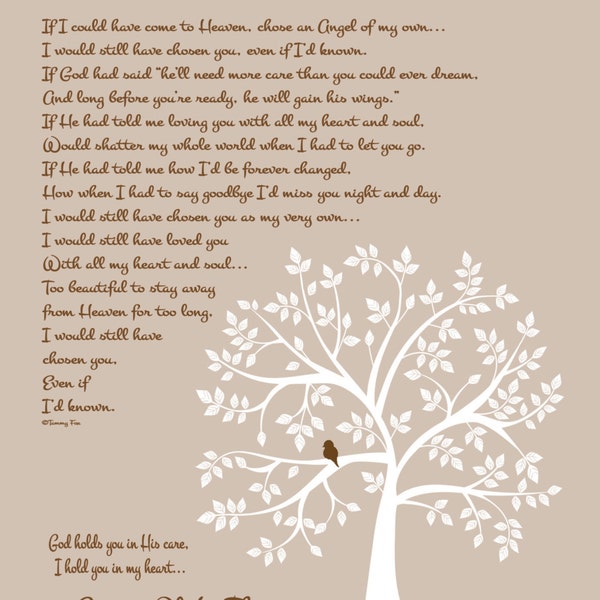 Loss of Son Memorial Print-Childhood Cancer Memorial Poem for Him-In Loving Memory-Loss of Baby Boy-Sympathy Gift-Even If I'd Known Poem