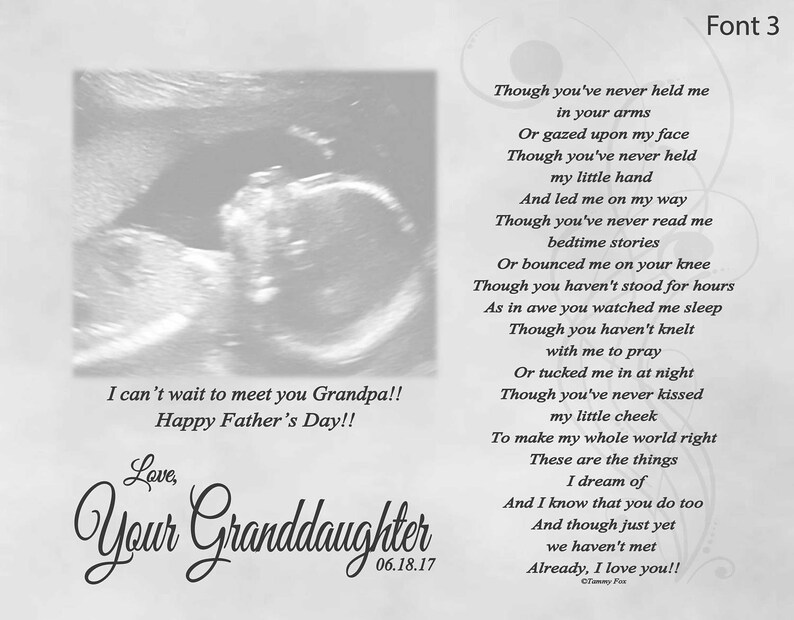 Download Visual Arts Photography Grandpa To Be Father S Day Gift From Unborn Baby Personalized Poetry Print Though You Ve Never Held Me Poem Expecting Grandpa Sonogram Print