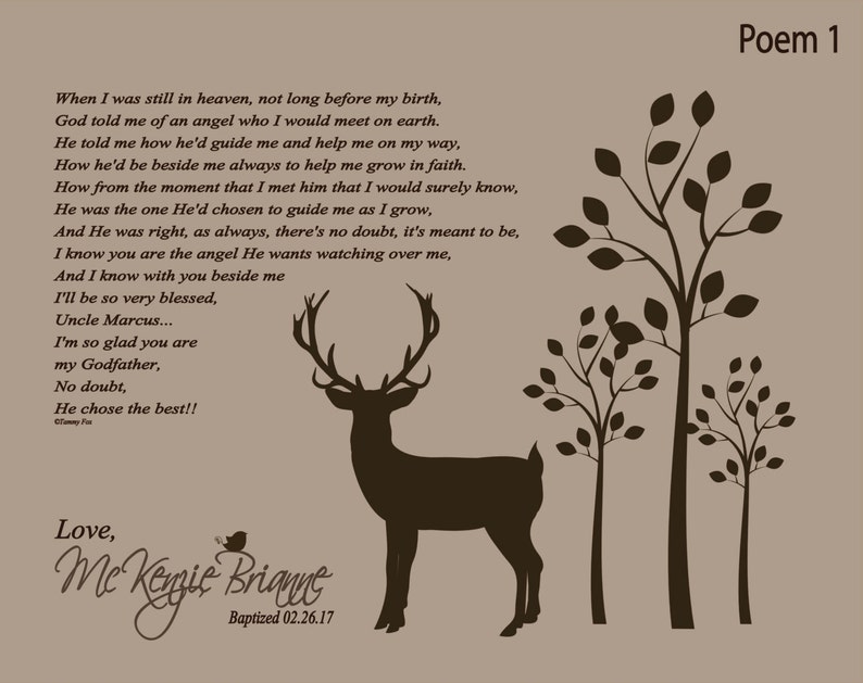 Personalized Godfather Print-Godfather Gift-Godfather Thank You Poem-Gifts for Godfathers-Baptism Gift for Godfather-Choice of Poem