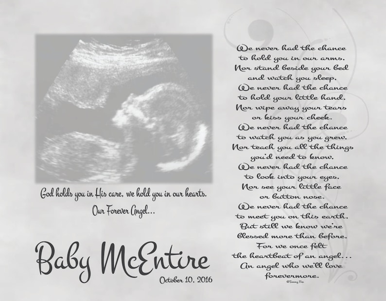 Miscarriage Memorial Poem-Loss of Unborn Baby-In Loving Memory-Sympathy Gift-Personalized Sonogram Print-Heartbeat Of An Angel Poem