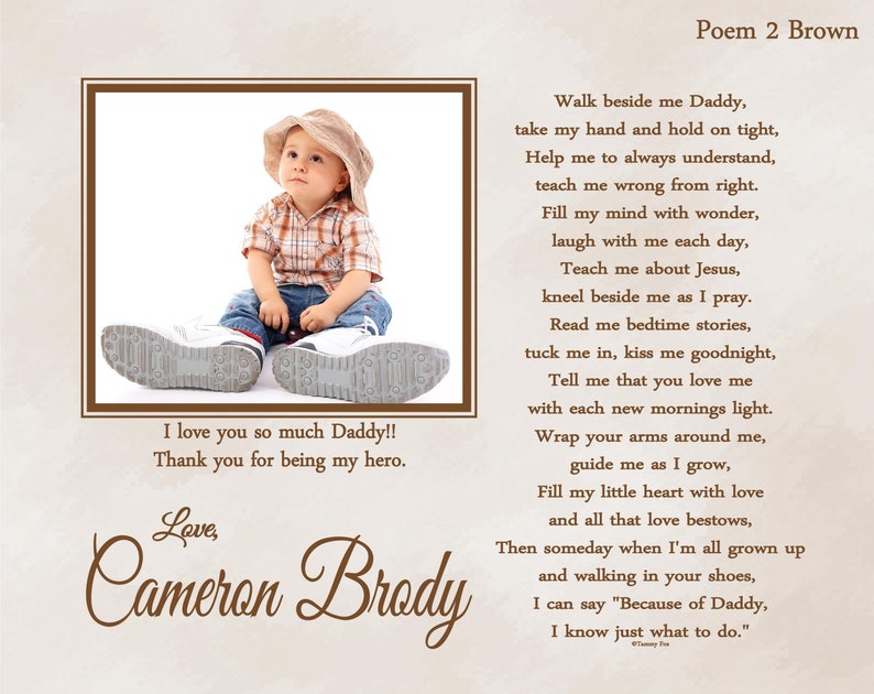 First Fathers Day-Custom Father/'s Day Gift for Daddy from Daughter-Daddy from Son Personalized Poem-Photo Print-Daddy Poems-Choice of Poem