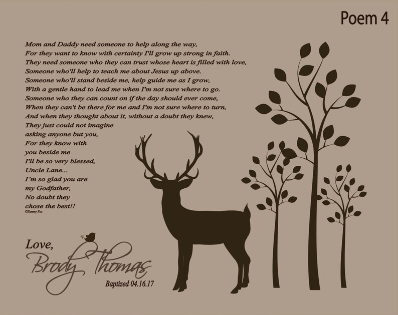 Personalized Godfather Print-Godfather Gift-Godfather Thank You Poem-Gifts for Godfathers-Baptism Gift for Godfather-Choice of Poem