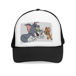 Tom en Jerry mesh pet - retro cartoon trucker pet, leuk zomeraccessoire, cadeau voor kinderen en volwassenen, vintage cartoon pet, outdooravontuur