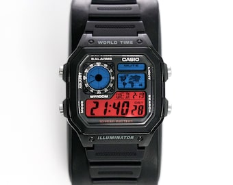 Custom “OPERATOR” Modified Watch Based on Casio Royale ae1200, New in Box, Digital Modified Watch, Gift for Him, by Nocturnal Time