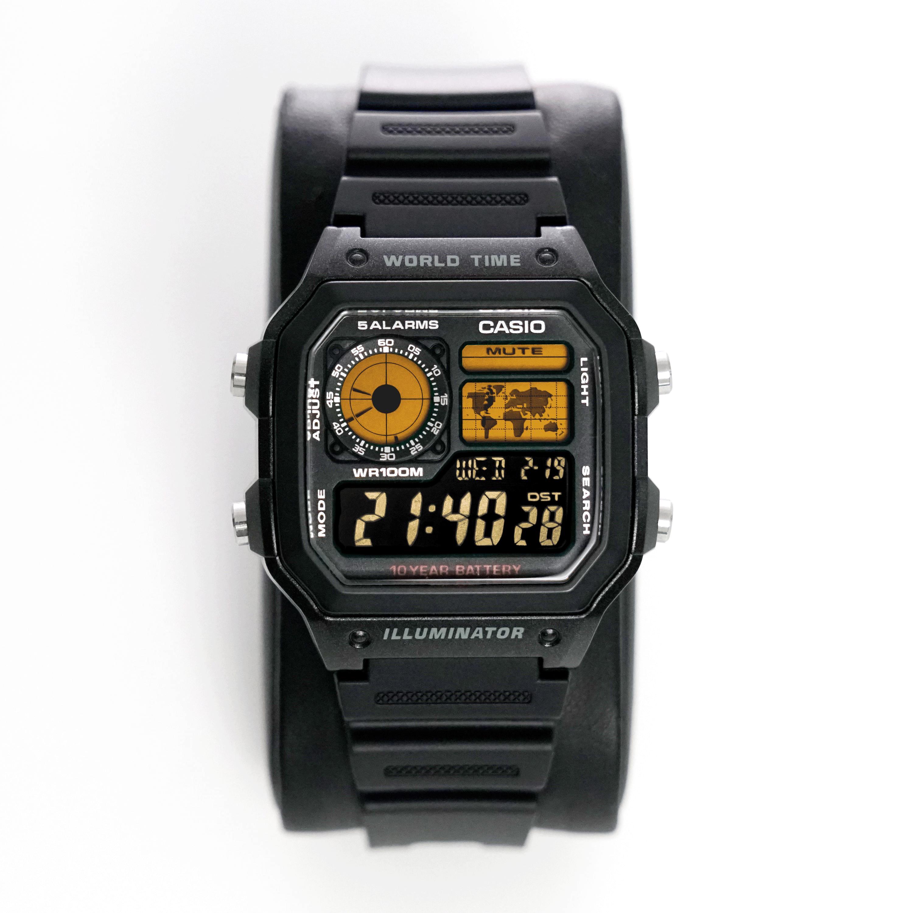 Custom “LAVA” Modified Watch Based on Casio ae1200, New in Box, Digital Modified Watch, Gift for Him, by Nocturnal Time