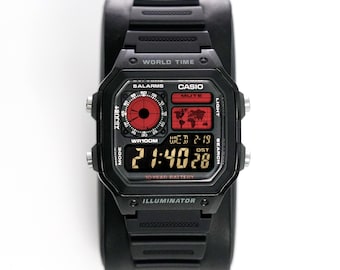 Custom “SENTINEL” Modified Watch Based on Casio ae1200, New in Box, Digital Modified Watch, Gift for Him, by Nocturnal Time