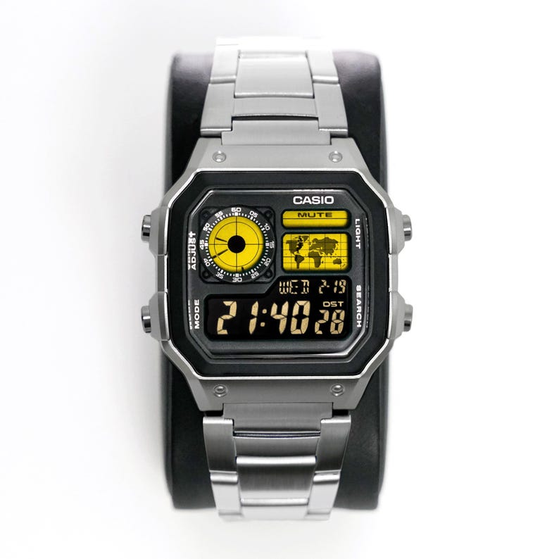 Custom “DARK KNIGHT” Modified Watch Based on Casio ae1200, New in Box, Digital Modified Watch, Gift for Him, by Nocturnal Time