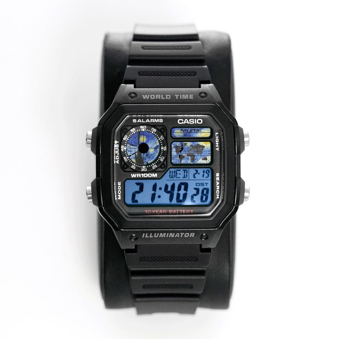 Custom “VAN GLITCH” Modified Watch Based on Casio Ae1200, New in