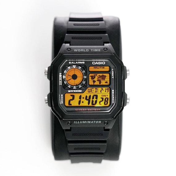 Custom “HAZARD” Modified Watch Based on Casio Ae1200, New in Box