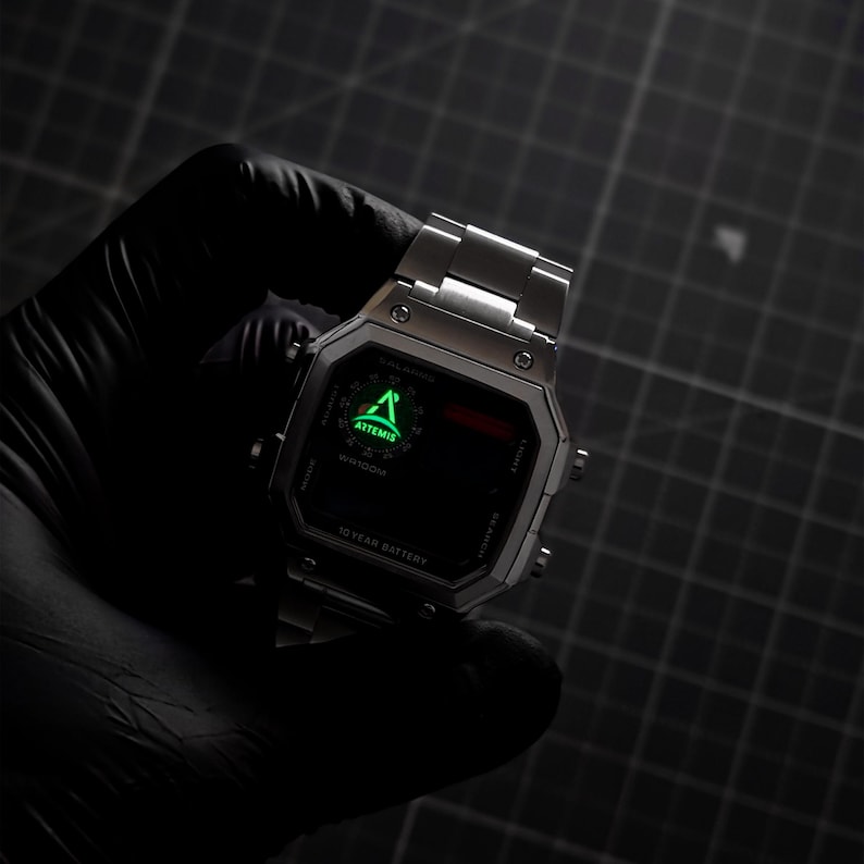 Custom “ARTEMIS” Moon Watch, Modified Watch Based on Casio ae1200, NASA, Digital Modified Watch, Gift for Him, New in Box, by Nocturnal Time image 5