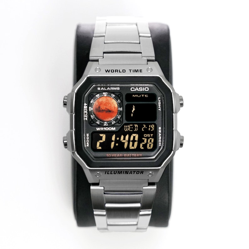 Custom “THE MARTIAN” Modified Watch Based on Casio Royale ae1200, New in Box, Digital Modified Watch, Gift for Him, by Nocturnal Time