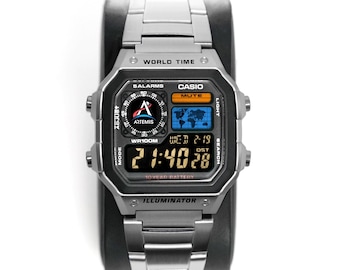 Reloj lunar personalizado “ARTEMIS”, reloj modificado basado en Casio ae1200, NASA, reloj digital modificado, regalo para él, nuevo en caja, de Nocturnal Time.