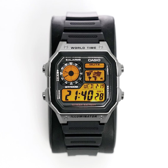 Custom “HAZARD” Modified Watch Based on Casio Ae1200, New in Box