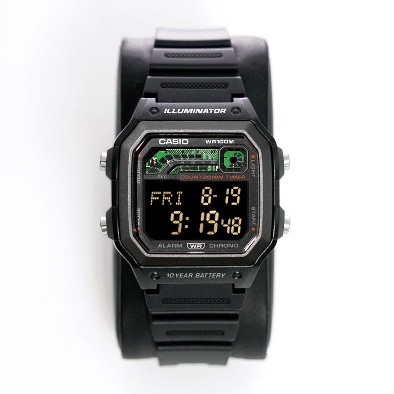 Custom “INCOGNITO” Modified Watch Based on Casio ws1600, New in Box, Digital Modified Watch, Gift for Him, by Nocturnal Time
