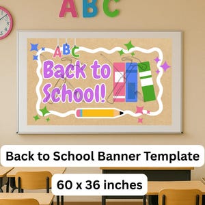 Back to School Painted Banner Template for Classroom Wall, Teacher Welcome Sign, DIY Printable Bulletin Board Decoration